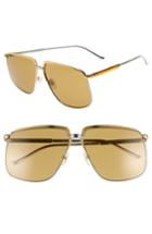 Men's Gucci 63mm Square Aviator Sunglasses - Gold/ Silver/ Brown