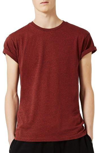 Men's Topman Roller Sleeve T-shirt - Red