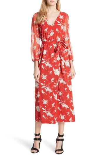 Women's Alice + Olivia Dali Floral Faux Wrap Jumpsuit - Red