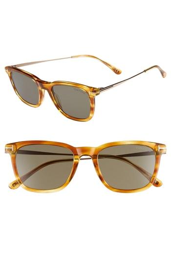 Women's Tom Ford 53mm Rectangle Sunglasses - Light Brown/ Smoke