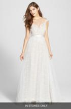 Women's Watters Farah Tulle, Lace & Charmeuse Gown, Size - Ivory