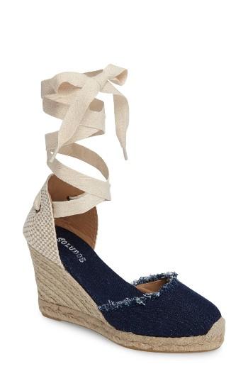Women's Soludos Wedge Lace-up Espadrille Sandal .5 M - Blue