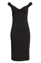 Women's Topshop Twist Front Bardot Dress Us (fits Like 0) - Black