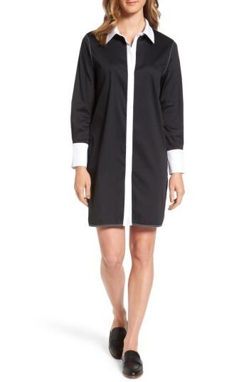 Women's Ming Wang Contrast Trim Shirtdress