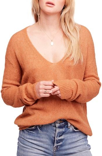 Women's Free People Gossamer V-neck Sweater - Orange