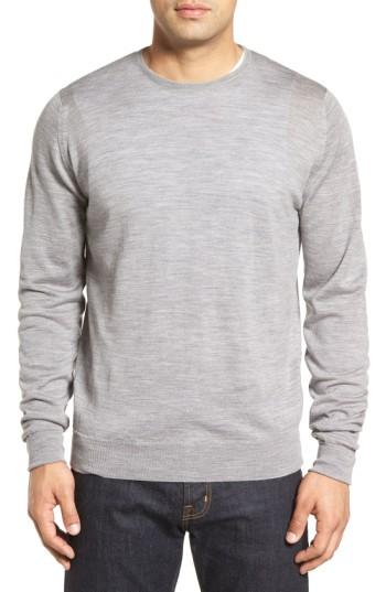Men's John Smedley 'marcus' Easy Fit Crewneck Wool Sweater, Size - Metallic