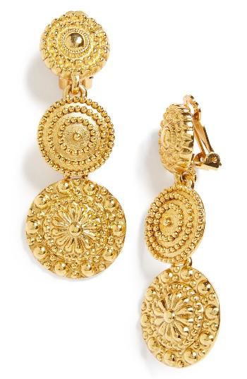 Women's Oscar De La Renta Textured Disc Clip Earrings