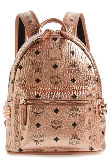 Mcm Mini Stark Side Stud Coated Canvas Backpack - Metallic