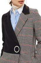 Women's Topshop Colorblock Check Wool Blend Coat Us (fits Like 0-2) - Blue