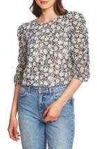 Women's 1.state Wild Blooms Ruched Sleeve Blouse - White