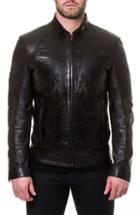 Men's Maceoo Tron Print Leather Jacket (l) - Black