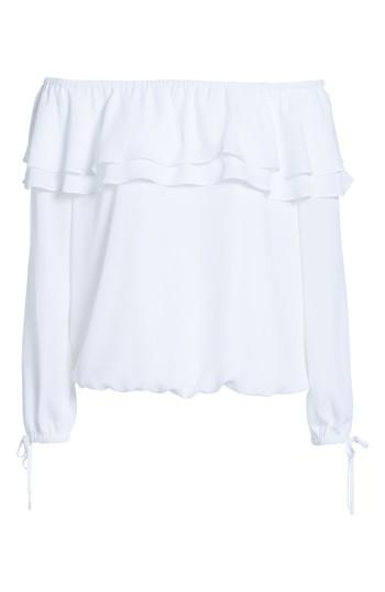 Women's Michael Michael Kors Ruffle Off The Shoulder Top - White