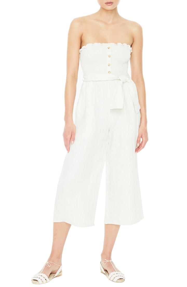 Women's Faithfull The Brand Lais Strapless Linen Jumpsuit - White