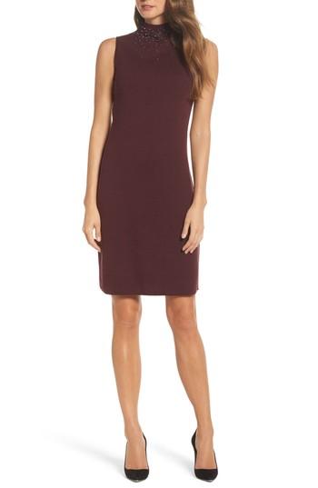 Women's Nic + Zoe Falling Studs Embellished Sheath Dress - Burgundy