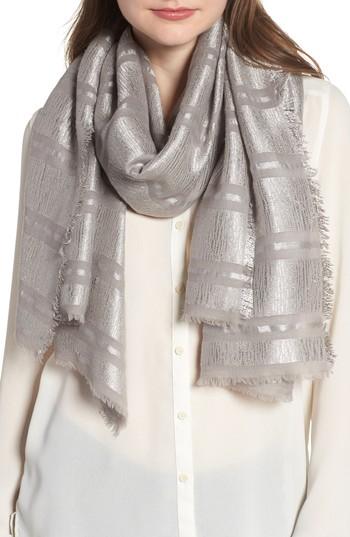 Women's La Fiorentina Metallic Stripe Scarf, Size - Grey