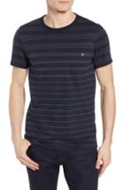 Men's French Connection Summer Graded Stripe Pocket T-shirt, Size - Blue
