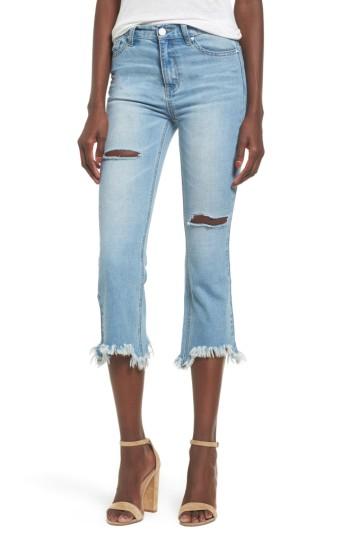 Women's Evidnt Ripped Fray Hem Crop Jeans - Blue