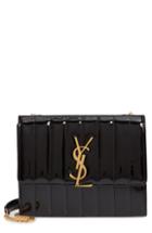 Women's Saint Laurent Vicky Patent Leather Wallet On A Chain - Black