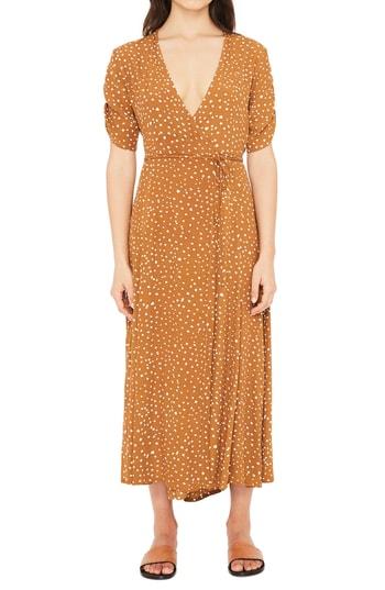 Women's Faithfull The Brand Chiara Dot Print Wrap Dress - Yellow