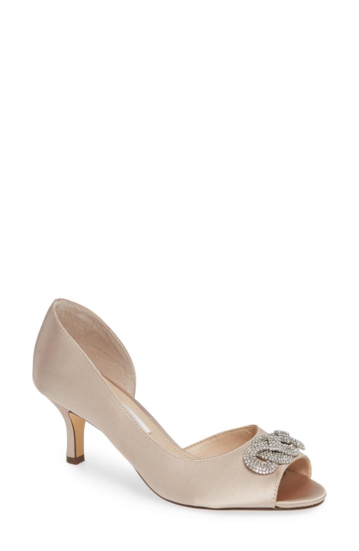 Women's Nina Madolyn Embellished Open Toe Pump .5 M - Brown