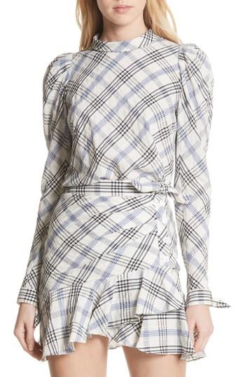 Women's Veronica Beard Isabel Check Top - Blue