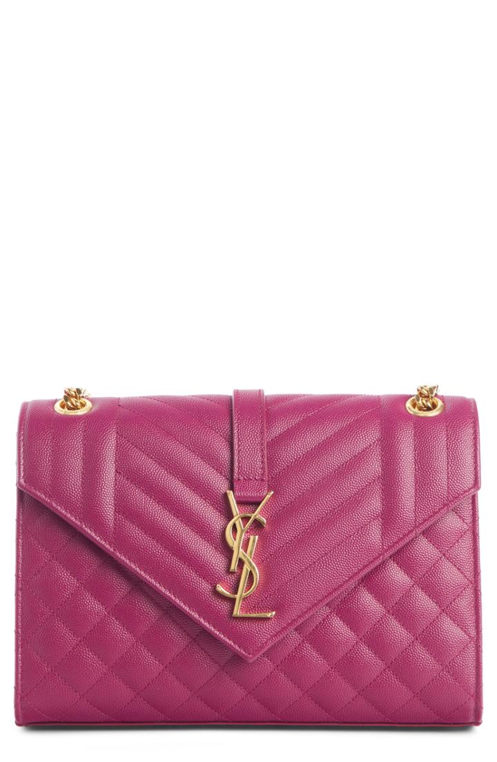 Saint Laurent Medium Cassandre Calfskin Shoulder Bag - Purple