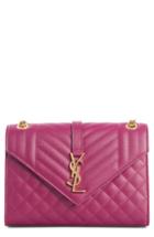Saint Laurent Medium Cassandre Calfskin Shoulder Bag - Purple