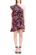 Women's Givenchy Floral Print One-shoulder Dress Us / 38 Fr - Black
