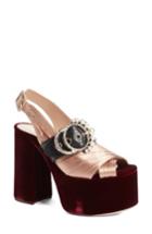 Women's Miu Miu Imitation Pearl Slingback Platform Sandal Us / 35eu - Beige