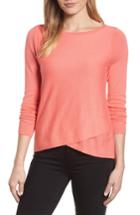 Women's Halogen Crossover Front Knit Sweater - Coral