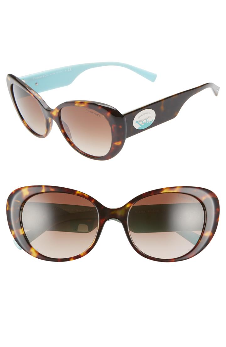 Women's Tiffany & Co. Return To Tiffany 54mm Oval Sunglasses - Black/ Havana Gradient