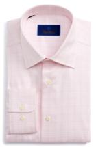 Men's David Donahue Regular Fit Plaid Dress Shirt .5 32/33 - Pink