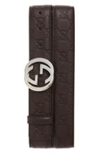 Men's Gucci Logo Buckle Calfskin Leather Belt