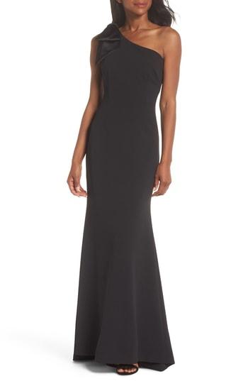 Women's Eliza J One-shoulder A-line Gown - Black