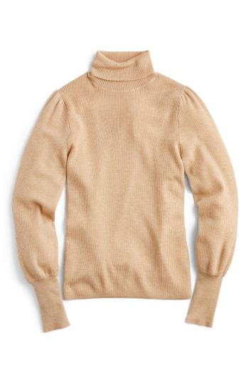 Women's J.crew Balloon Sleeve Turtleneck Sweater, Size - Ivory