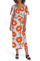 Women's Maggy London Floral Crepe Midi Dress (similar To 16w) - Blue