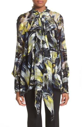 Women's Erdem Bird Print Silk Chiffon Blouse Us / 10 Uk - Black