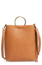Street Level Mini Faux Leather Ring Handle Tote - Brown