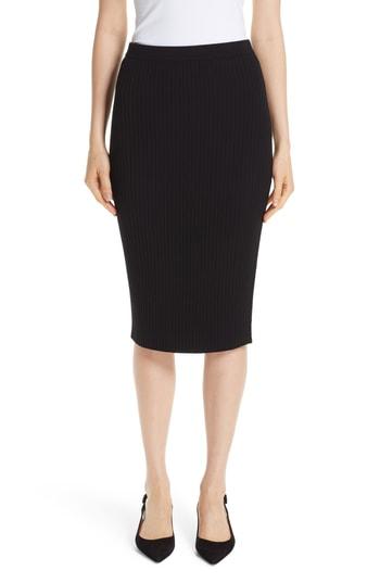 Women's St. John Collection Flat Rib Knit Skirt, Size X-petite - Black