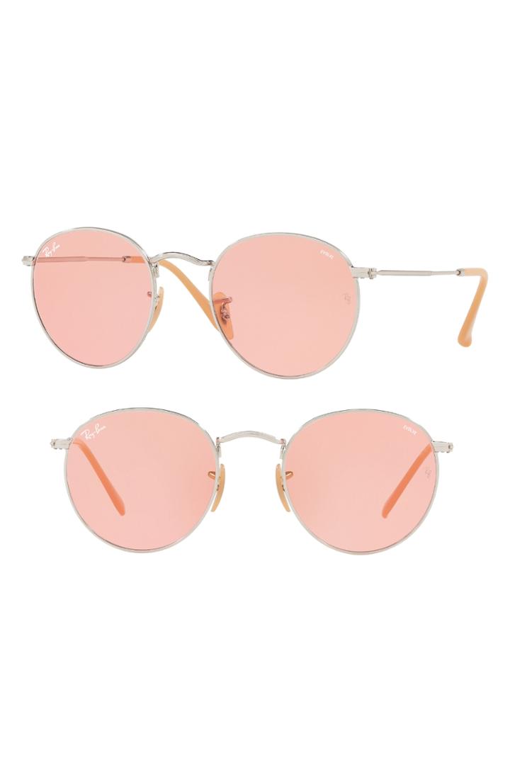 Women's Ray-ban 53mm Evolve Photochromic Round Sunglasses - Pink