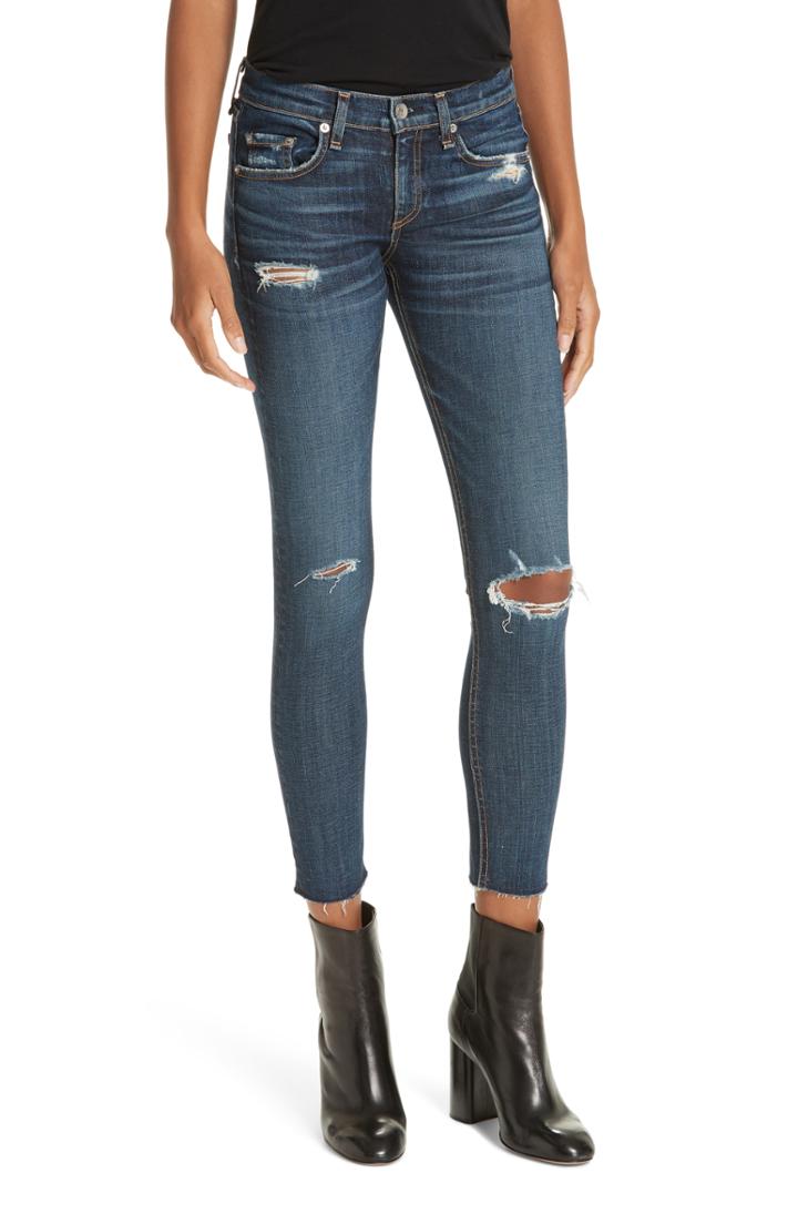 Women's Rag & Bone/jean Ripped Ankle Skinny Jeans