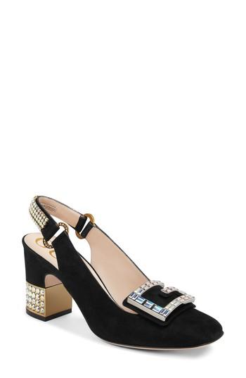 Women's Gucci Madelyn Crystal Embellished Slingback Pump Us / 36eu - Black
