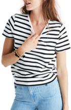 Women's Madewell Stripe Tie Back Tee, Size - White