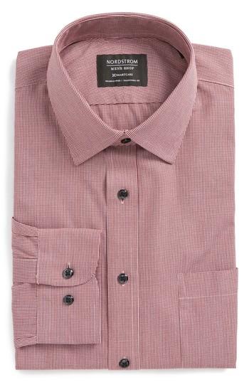 Men's Nordstrom Men's Shop Smartcare(tm) Traditional Fit Micro Check Dress Shirt 32/33 - Red