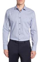 Men's Nordstrom Men's Shop Trim Fit Non-iron Plaid Dress Shirt .5 - 34/35 - Blue