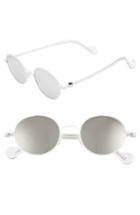 Women's Moncler 49mm Round Metal Sunglasses - White/ Smoke Mirror