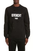 Men's Givenchy Destroyed Logo Sweatshirt - Black