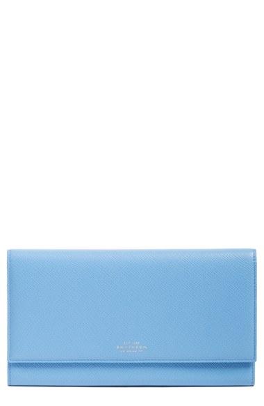 Women's Smythson 'panama Marshall' Travel Wallet - Blue
