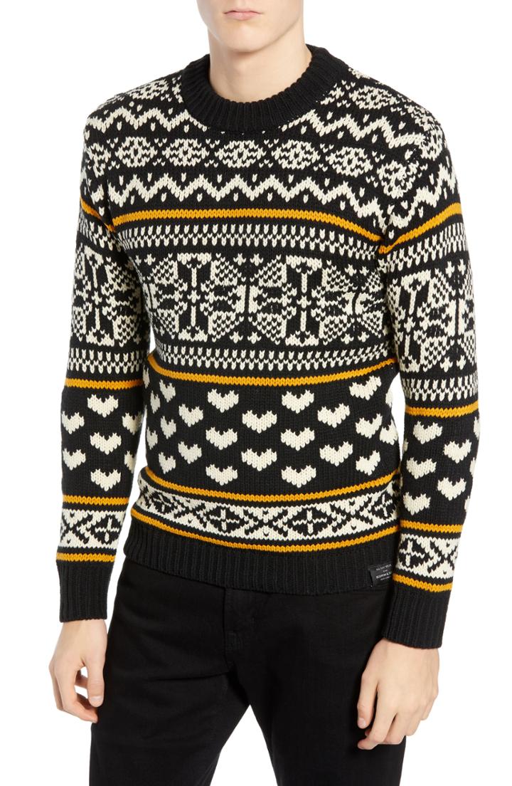 Men's Scotch & Soda Chunky Fair Isle Sweater - Black