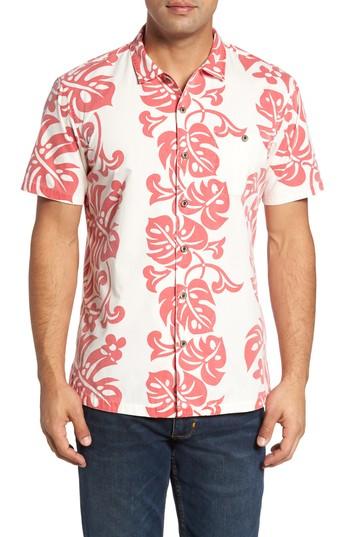 Men's Kahala Malama Trim Fit Print Sport Shirt - White